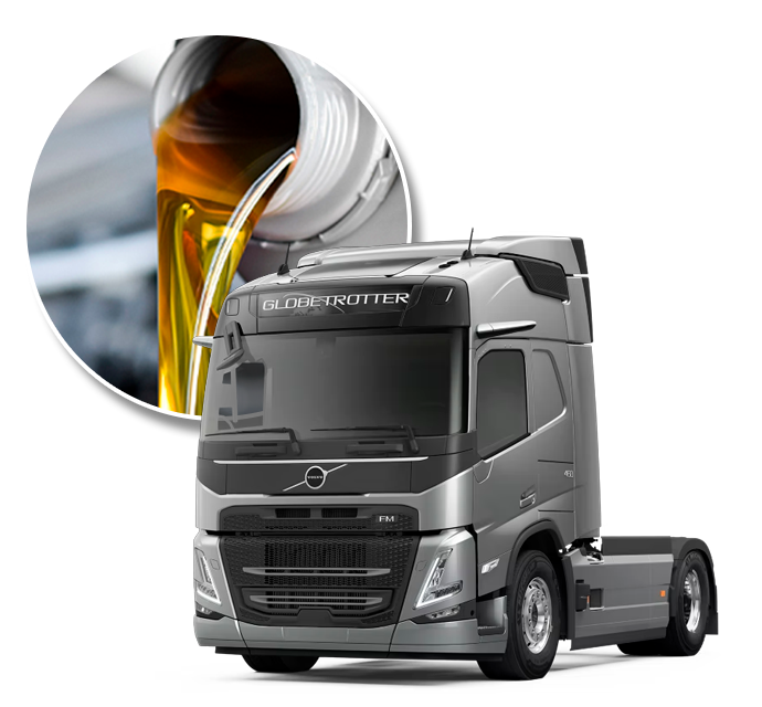 Caminhão Volvo recebendo troca de óleo na Puro Óleo em Jandira